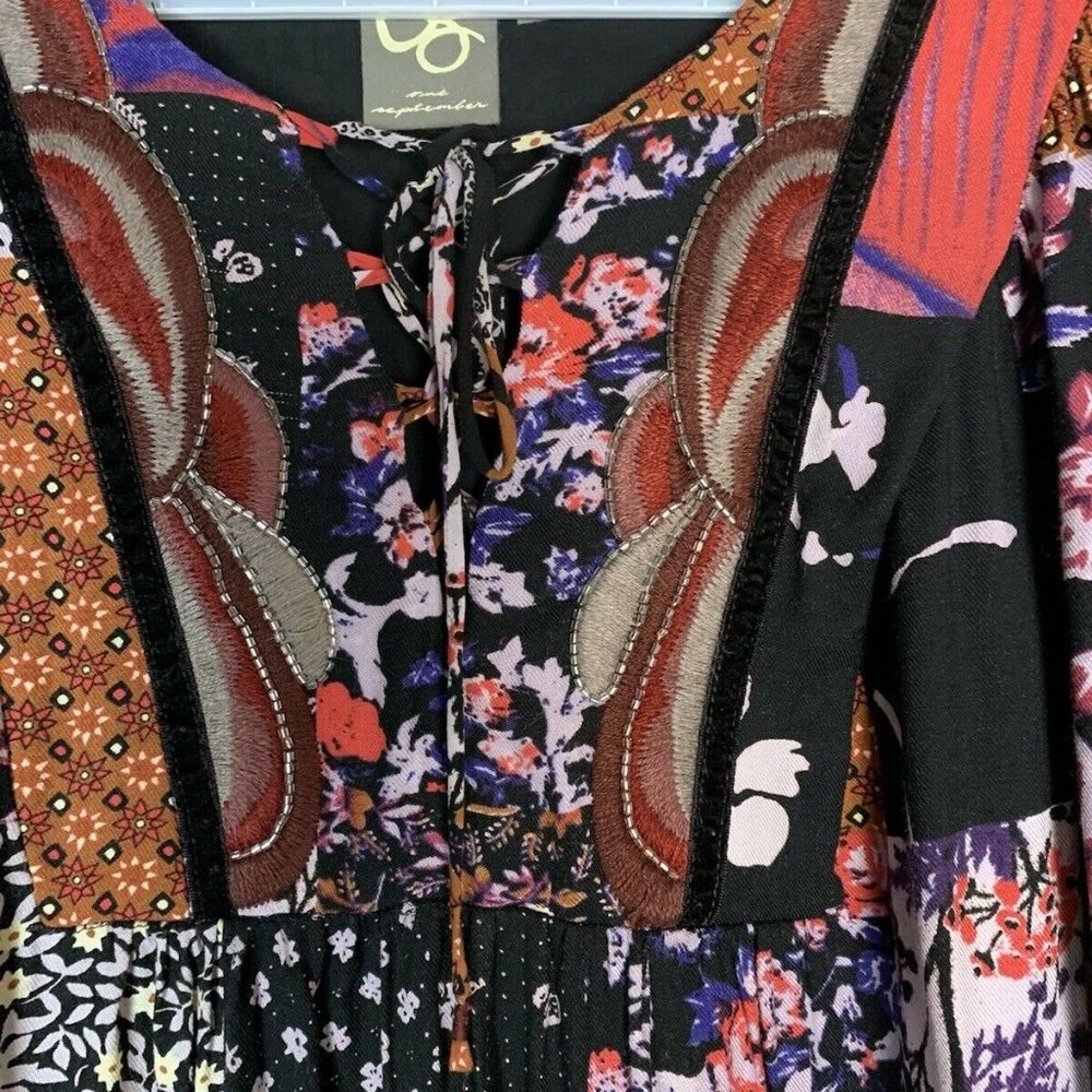 Sold - Anthropologie Dress One September Arcata Boho Patchwork Rayon - Picture 6 of 12